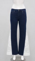 CR2220 UPCYCLED DENIM & LACE PANEL FLARE JEANS