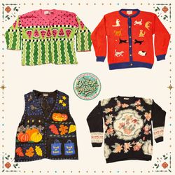 Vintage Heavy Knit Novelty Jumpers Mix: 10pcs (S1)