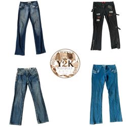 y2k Flared embroidery Jeans