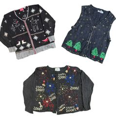 Y2K Holiday Embroidered Sweaters Mix