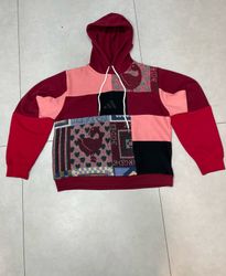 Upcycled Patchwork Hooded Sweatshirt