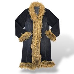 UPCYCLED DENIM BLACK AFGHAN COAT