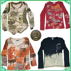 ✨ Y2K Retro Womens Blouses & Long Sleeve Tops Bund..