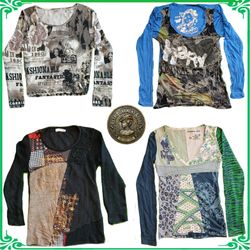 ✨ Women's Y2K Printed Blouses & Long Sleeve Tops B..
