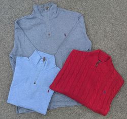 CRZV00013 Vintage Polo Ralph Lauren 1/4 Quarter Zi..