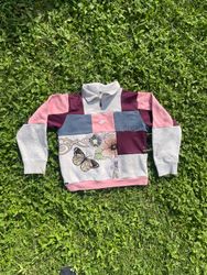 Upcycled Nike Quarter Zip Patchwork Sweatshirt
