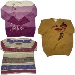 Alfred Dunner Embroidered Floral Knits & Tops Vint..