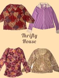 Y2K Women Printed Blouses and Long Sleeve Tops(TH/..