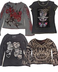Y2K Cyber Grunge and Whimsigoth Tops Clothing Flat..