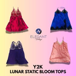 Y2K Lunar Static Bloom Tops - EV1328