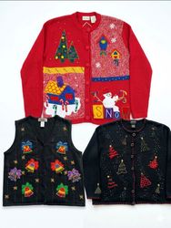 Vintage Novelty knits/ Christmas Mix Embroidered C..