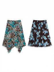 (FV-2172)     Colorful Floral Skirts – Tropical & ..
