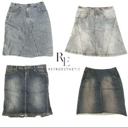 Y2K Paris Hilton Era Girl Denim Midi Skirts RE-354..