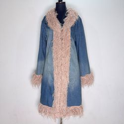 UPCYCLED DENIM BLUE AFGHAN COAT