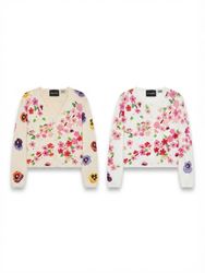 (FV-2480) Vintage style  Cream Knitwear | Floral E..