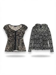 (FV-2215) Y2K Black & White Printed Tops