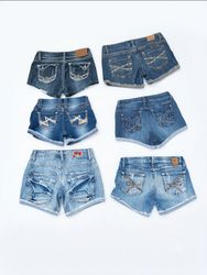 Vintage Y2K Embellished Denim Shorts(S-39)