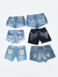 Y2K Retro Embellished Denim Shorts Bundle (S-87)