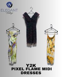Y2K Pixel Flame Mix Dresses - EV1263