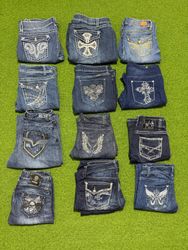 Yv429 Y2K-Style Embroidery Jeans 12P