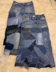 Gonne Maxi in Patchwork di Denim Y2K Riciclato