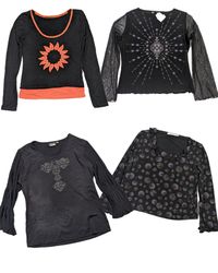 Vintage Y2K Black Graphic Long-Sleeve Tops Bundle ..