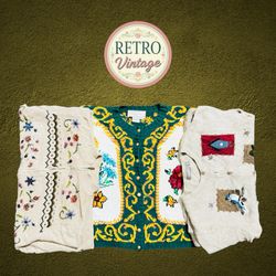 Vintage Y2K Embellished Knit Jumper | Beaded State..