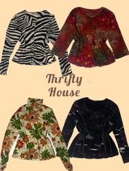 Y2K  Thrifty House Vintage Edit Printed Blouses(TH..