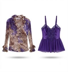 (FV-2087)     Y2K Purple Mesh & Ruched Tops Bundle..