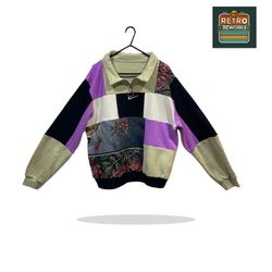 Upcycled Nike Patchwork Collared Sweatshirt