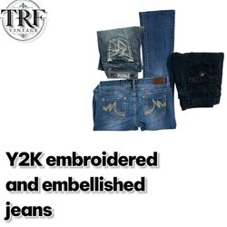 #188 Y2K embroidered and embellished jeans