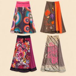 Y2k Boho Festival Print Skirts
