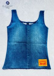 UPCYCLED Denim Tank Top With Pipping - EVR0602