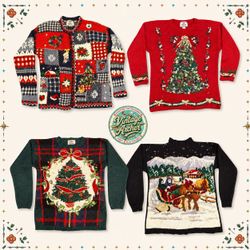 Vintage Heavy Knit Novelty Xmas Jumpers:10pcs (CM4..