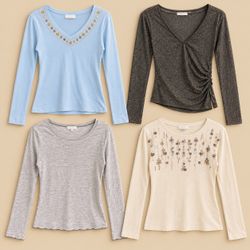 Y2K Embellished & Chic Long Sleeve Tops