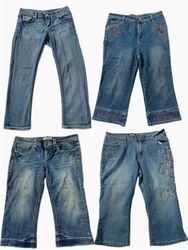 Vintage Women’s Y2K Denim Capri Jeans Mix | Embroi..