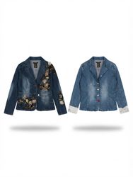 (FV-2286) Y2K Embellishment details Denim Coats