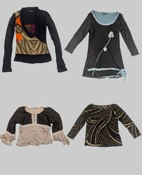 vintage Y2K patchwork long-sleeve top,(TR-1001