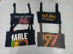 CR10920 Upcycled Music Cropped Tops