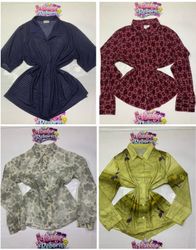 Y2K Vintage Sheer Printed Button Up Shirt Bundle V..