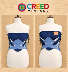 CR2287 UPCYCLED TWO-TONE DENIM WRAP CORSET TOP