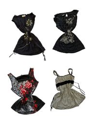 Y2K Black Silver Embroidered Floral Cami Tops-ST-2..