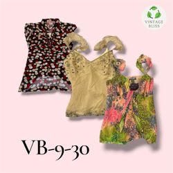 Y2K Vintage Printed Poly Blouse Wholesale Bundle A..