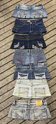 Upcycled Denim Ultra Micro Mini Skirt