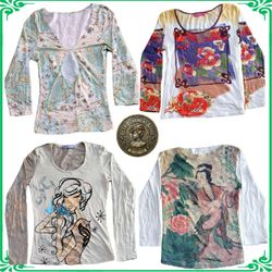 Vintage Y2K Fashion Long Sleeve Tops Blouses Colle..