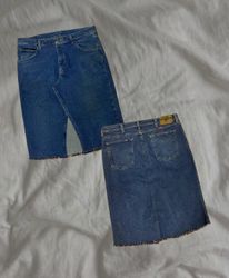 Upcycled Denim Linear Midi Skirt