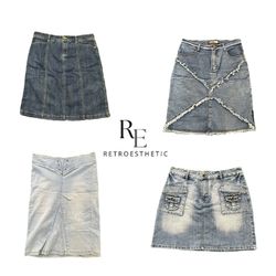 Y2K Paris Hilton Era Girl Denim Midi Skirts RE-374..