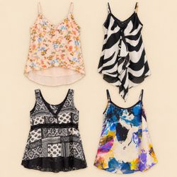 Y2k Boho Abstract Chiffon Cami Tops