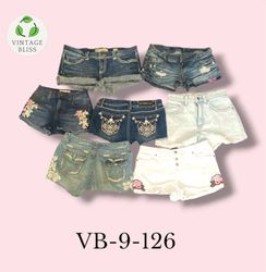 Y2K Vintage Embroidered Denim Mini Shorts Wholesal..