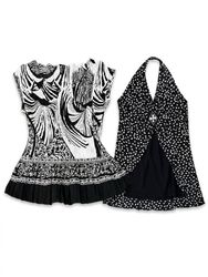 (FV-2586) Y2K Black & White Aesthetic Patterned To..
